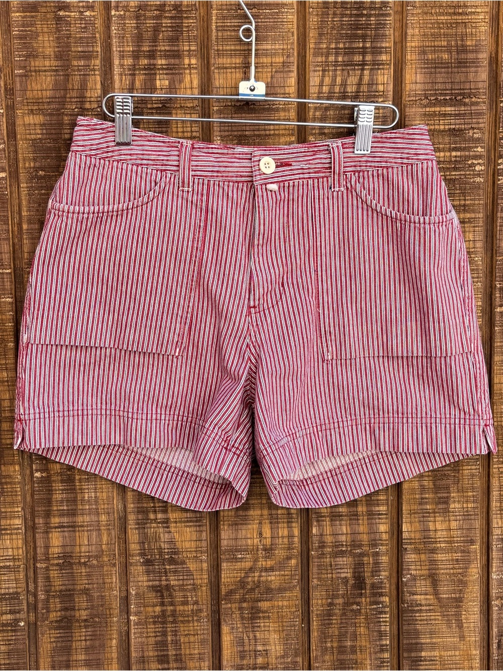 Riveted By Lee Denim Striped Painter Jean Shorts